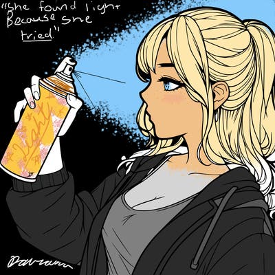 a realistic girl spray, painting