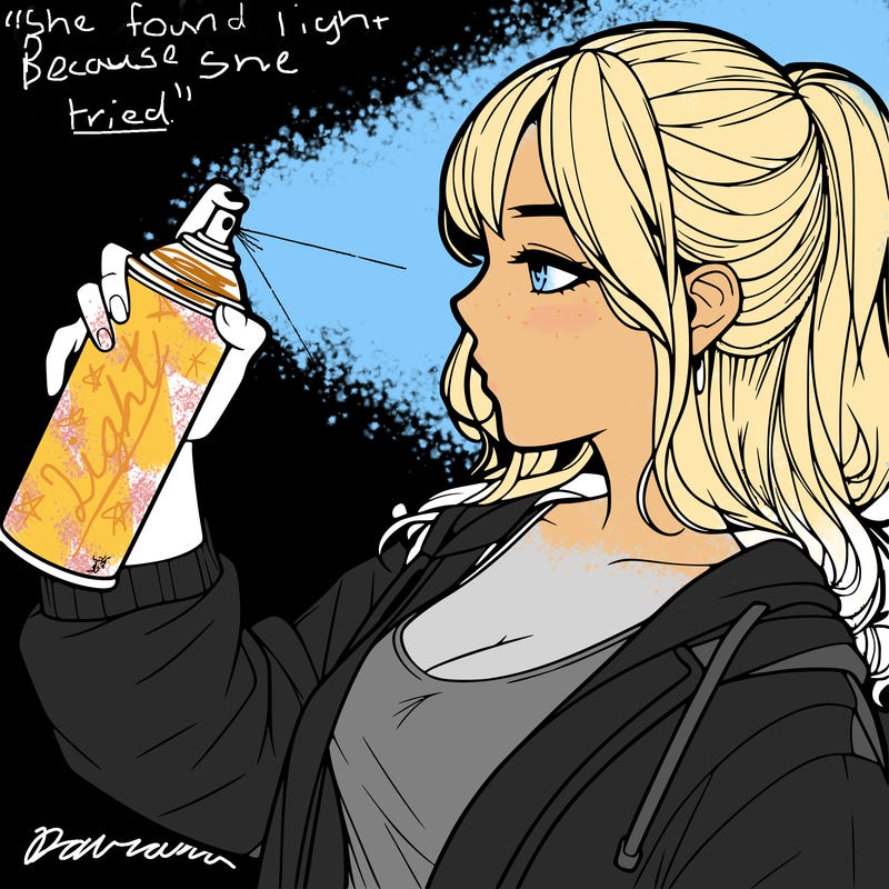 a realistic girl spray, painting