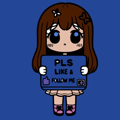 girl holding a sign that says pls like and follow me