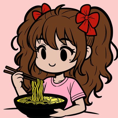 a girl eating ramen