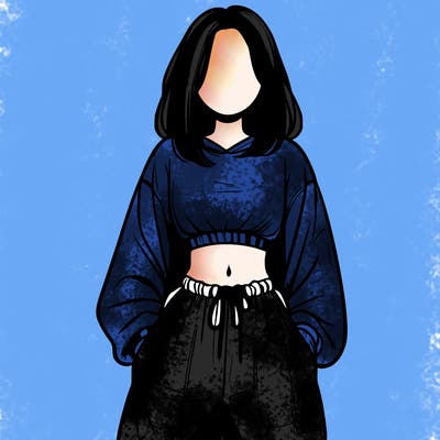 realistic girl faceless with baggy pants and a crop top