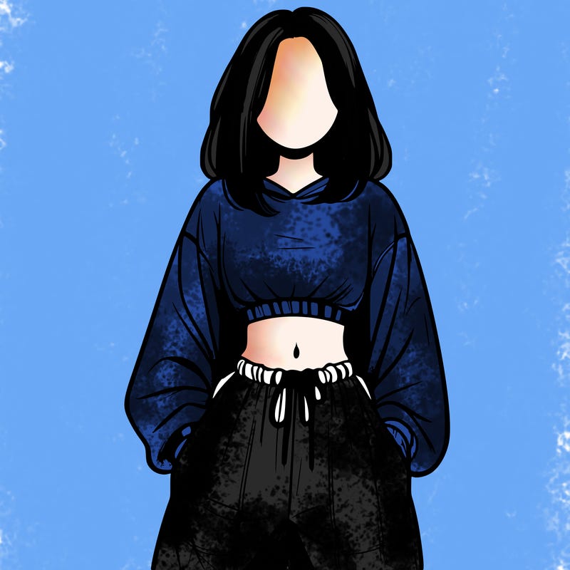realistic girl faceless with baggy pants and a crop top