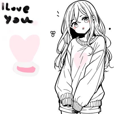 manga teen girl  in a sweater and baggy pants