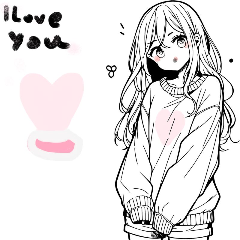 manga teen girl  in a sweater and baggy pants