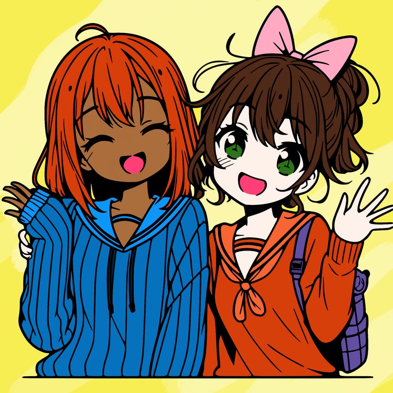 manga girl happy bffs