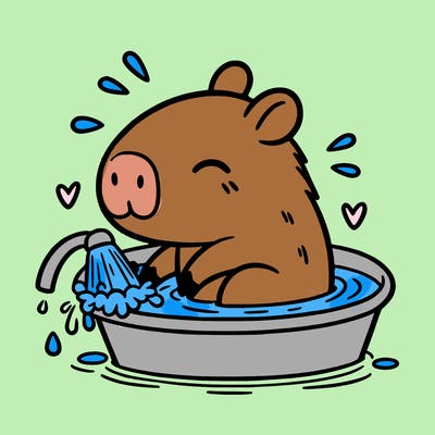 capybara taking a bath