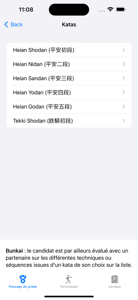 karate - List of Shotokan karate katas in the mobile app