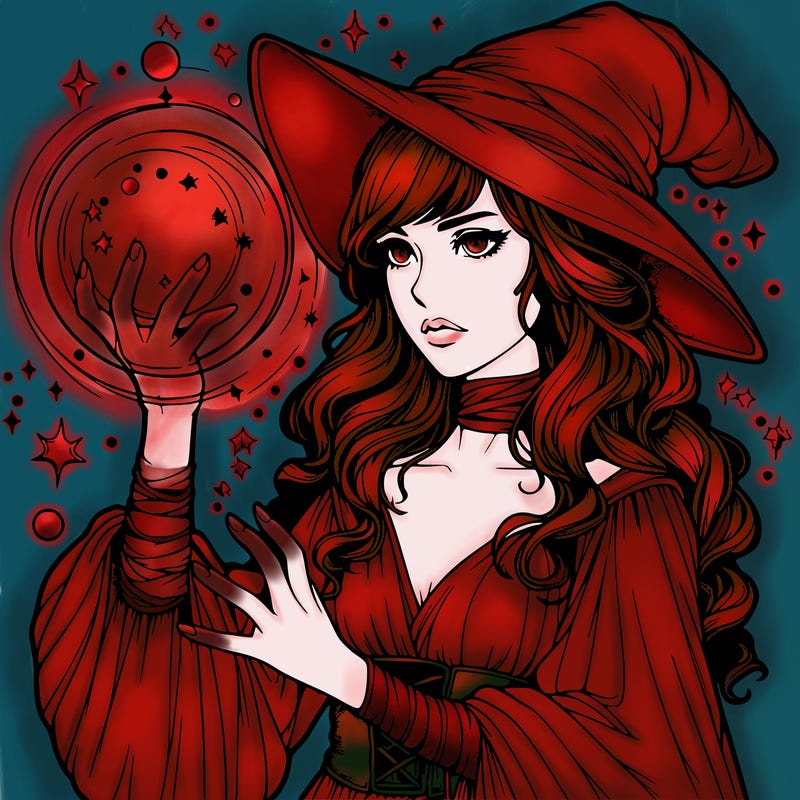 realistic women sorcerer using magic