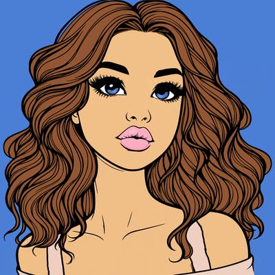 realistic girl with wavy hair and lips