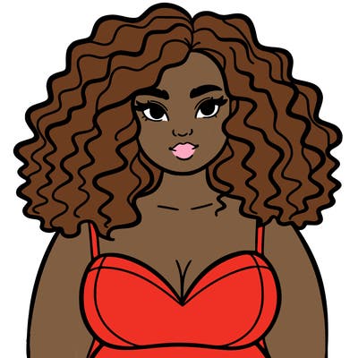 pretty plus sized woman with curly hair