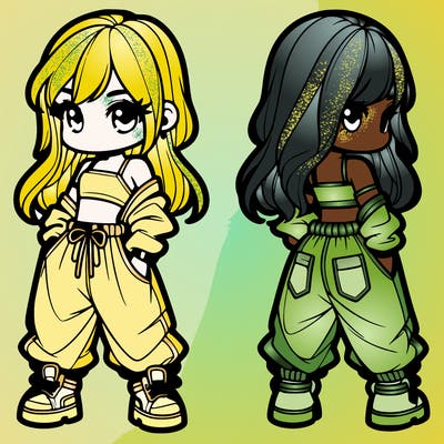 girl in crop top and baggy pants