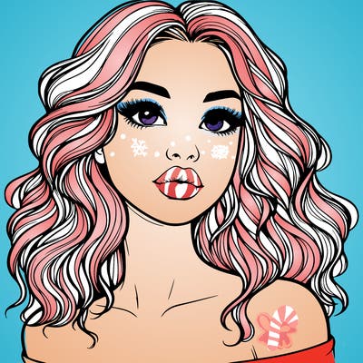 realistic girl with wavy hair and lips