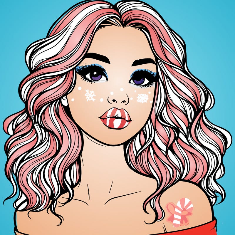 realistic girl with wavy hair and lips