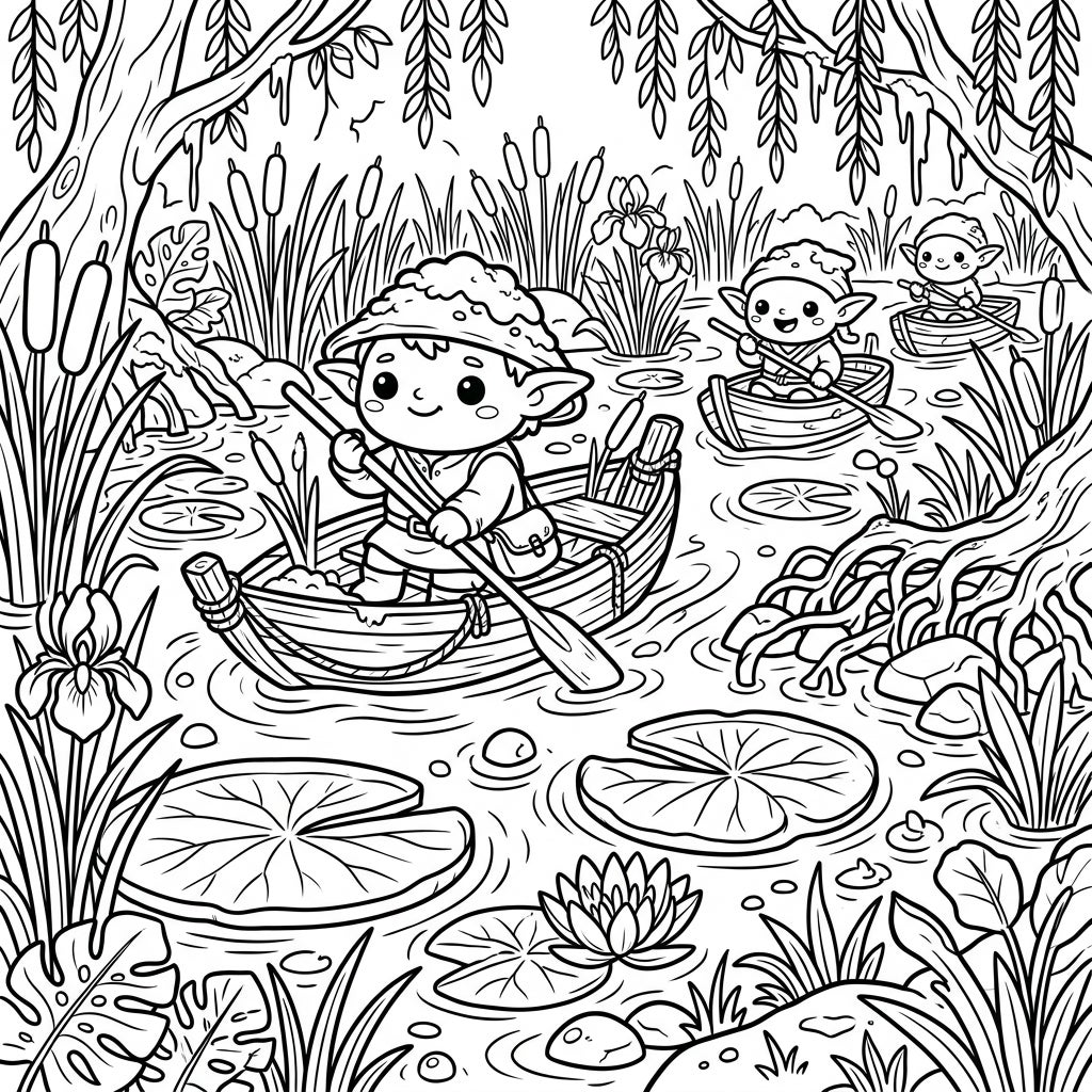 Kawaii Swamp Goblins Coloring Page - Free Printable Fun — Color Pop