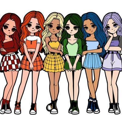 a group of girls realistic