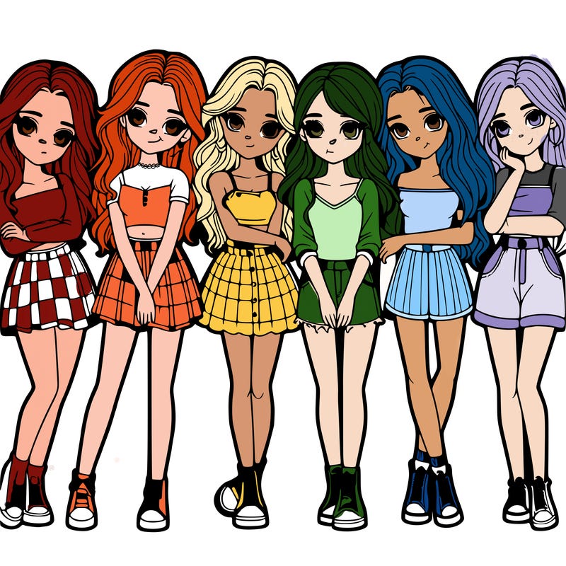 a group of girls realistic