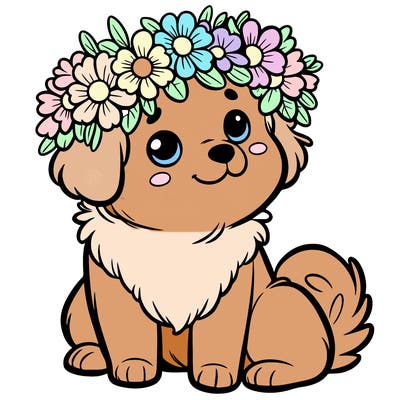 dog with flower crown