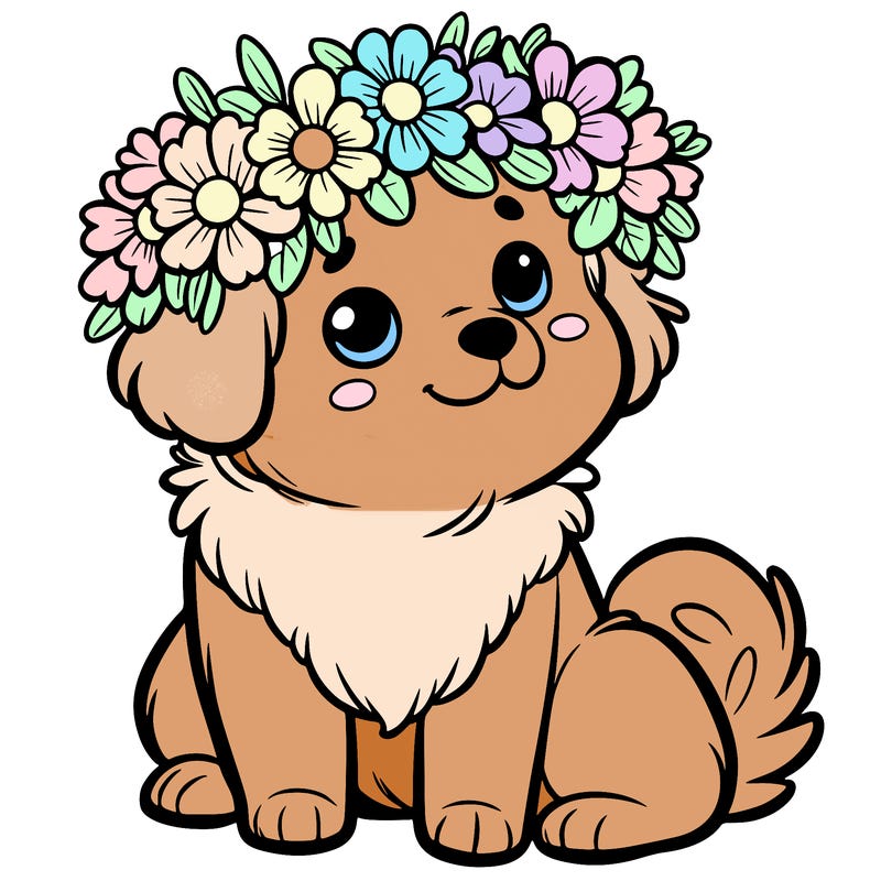 dog with flower crown