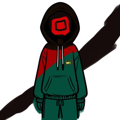 faceless girl in a tracksuit with a hood on and no hair