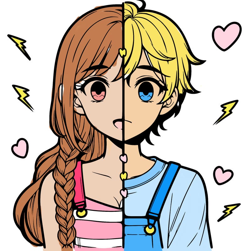 realistic girl boy split