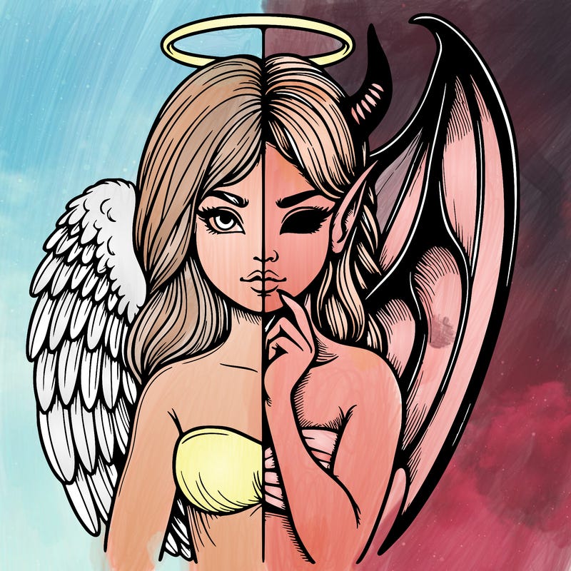 realistic angel half demon