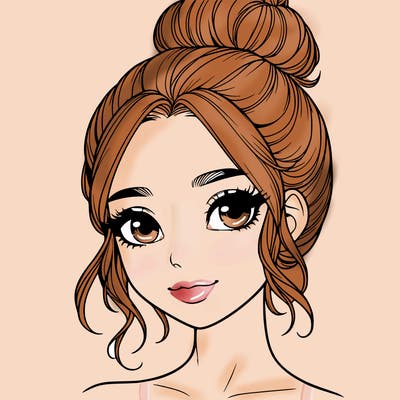 realistic pretty girl with hair in bun