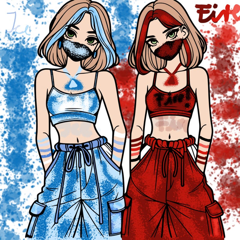 two girls with crop top with baggy pants