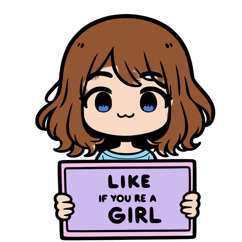 a cute girl holding a sign that says like if you’re a girl