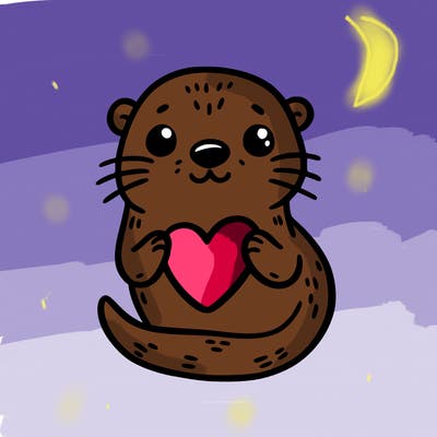 otter with a heart
