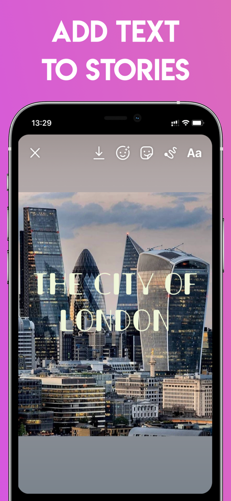 Fancy Fonts for Stories - Custom font overlay on London skyline photo for social media stories
