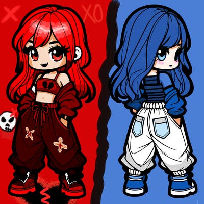 girl in crop top and baggy pants