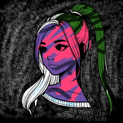 realistic girl with a high ponytail