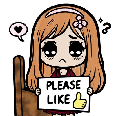 girl with a sad face with a sign say please like