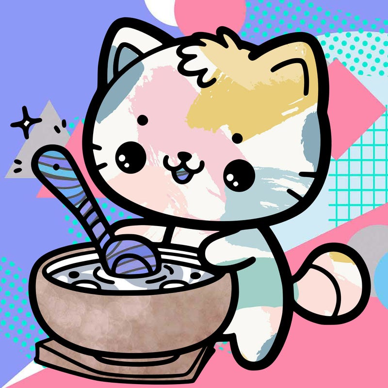 cute cat making soup