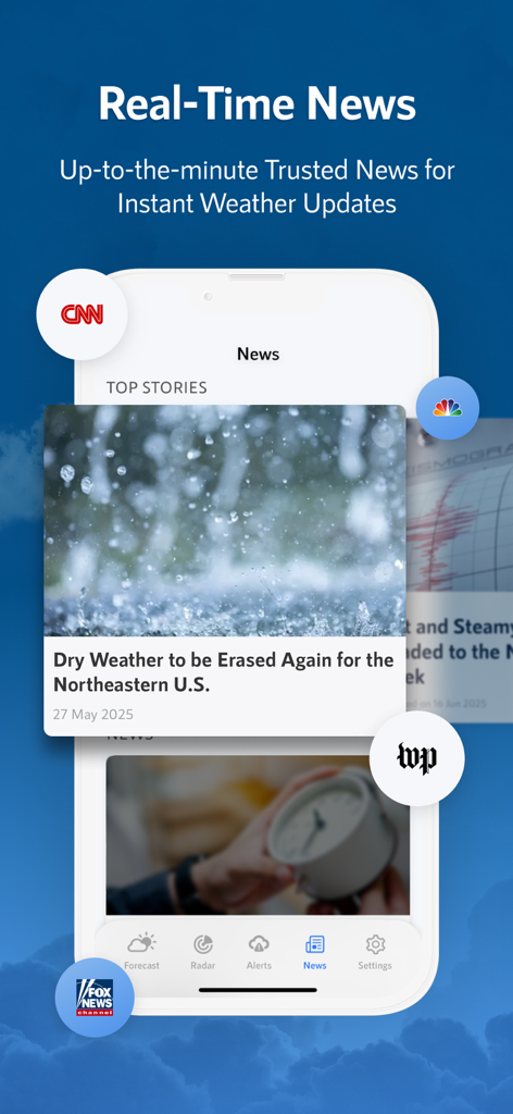 NOAA Live Weather Radar - Real-time weather news screen in the NOAA Live Weather Radar app.