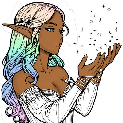 realistic elf girl doing magic