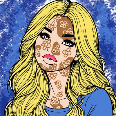 realistic girl with hair on her hair and lips
