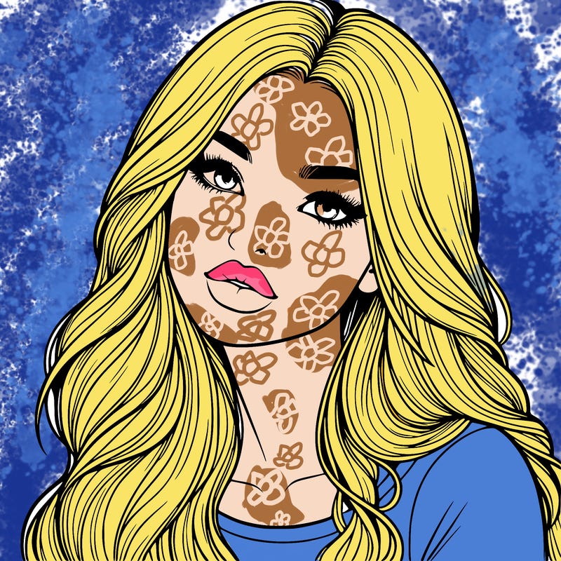 realistic girl with hair on her hair and lips