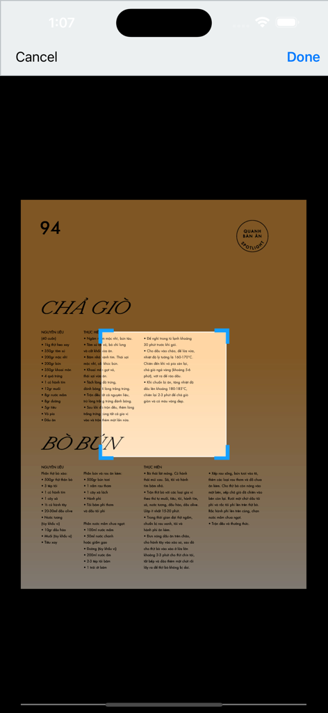 Digital page of Dep Magazine showing Vietnamese recipes for Cha Gio and Bo Bun