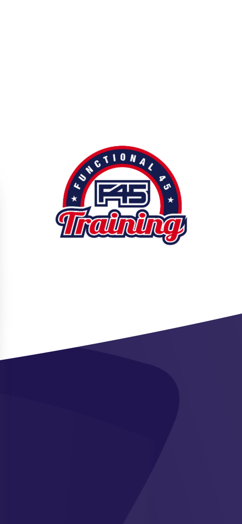 F45 Training Glofox app splash screen with the official company logo