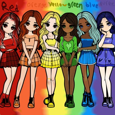 a group of girls realistic