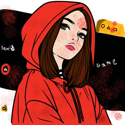a realistic girl in a hoodie