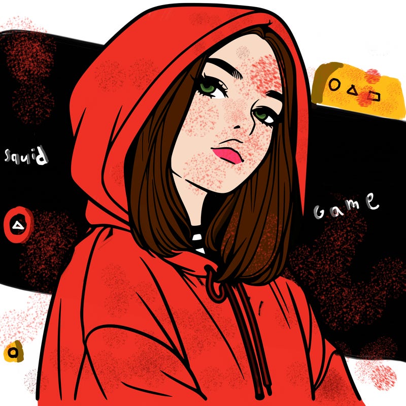 a realistic girl in a hoodie