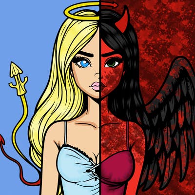 devil vs angel realistic girl