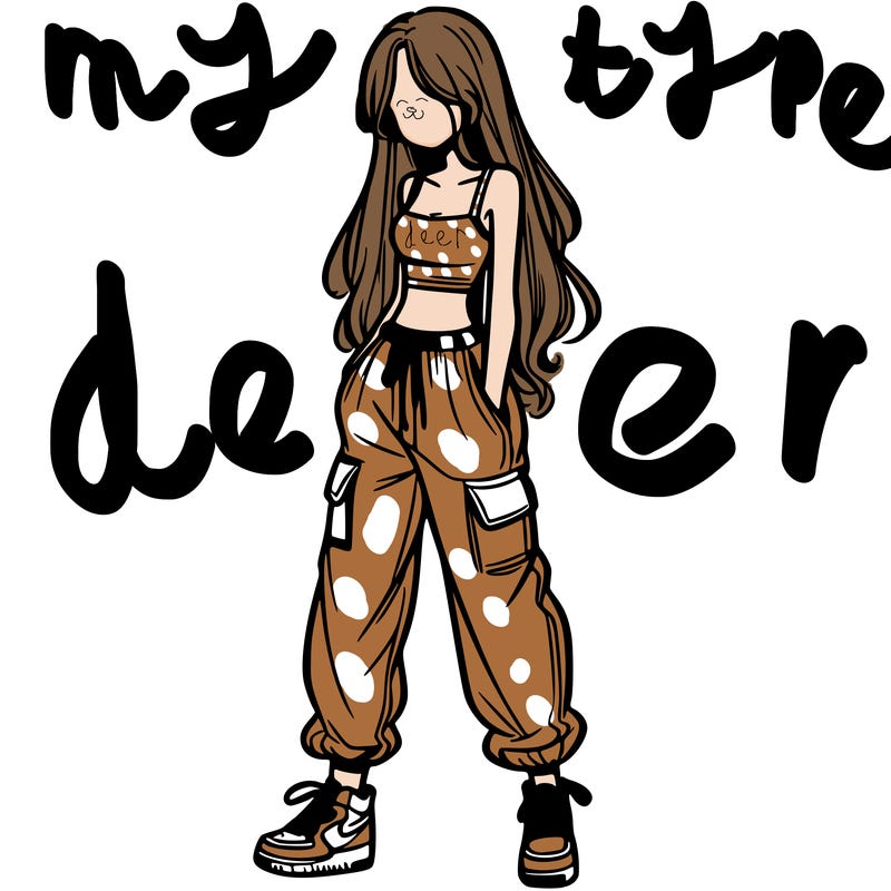 girl in baggy pants crop top and long hair