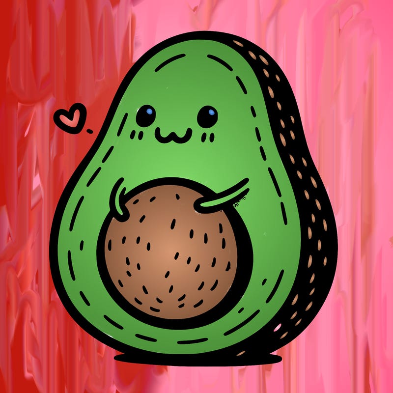 an avocado hugging an avocado