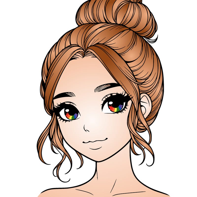 realistic pretty girl with hair in bun