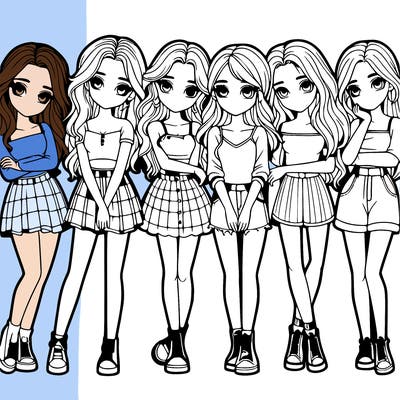 a group of girls realistic