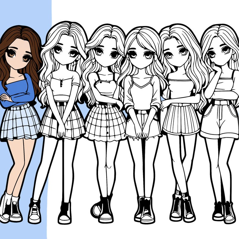 a group of girls realistic