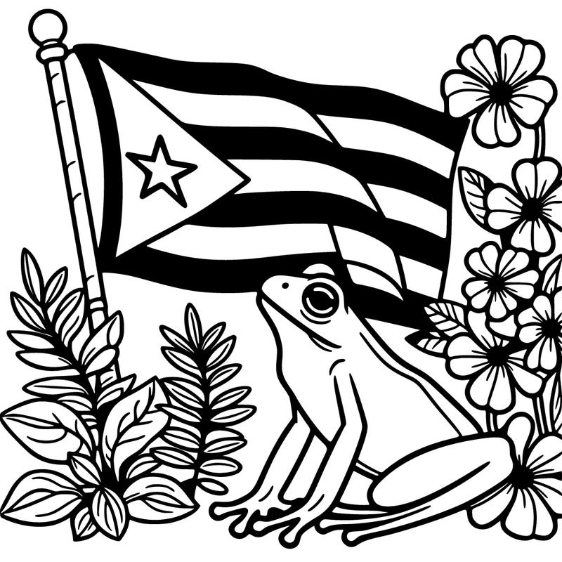 puerto rico flag frog flowers